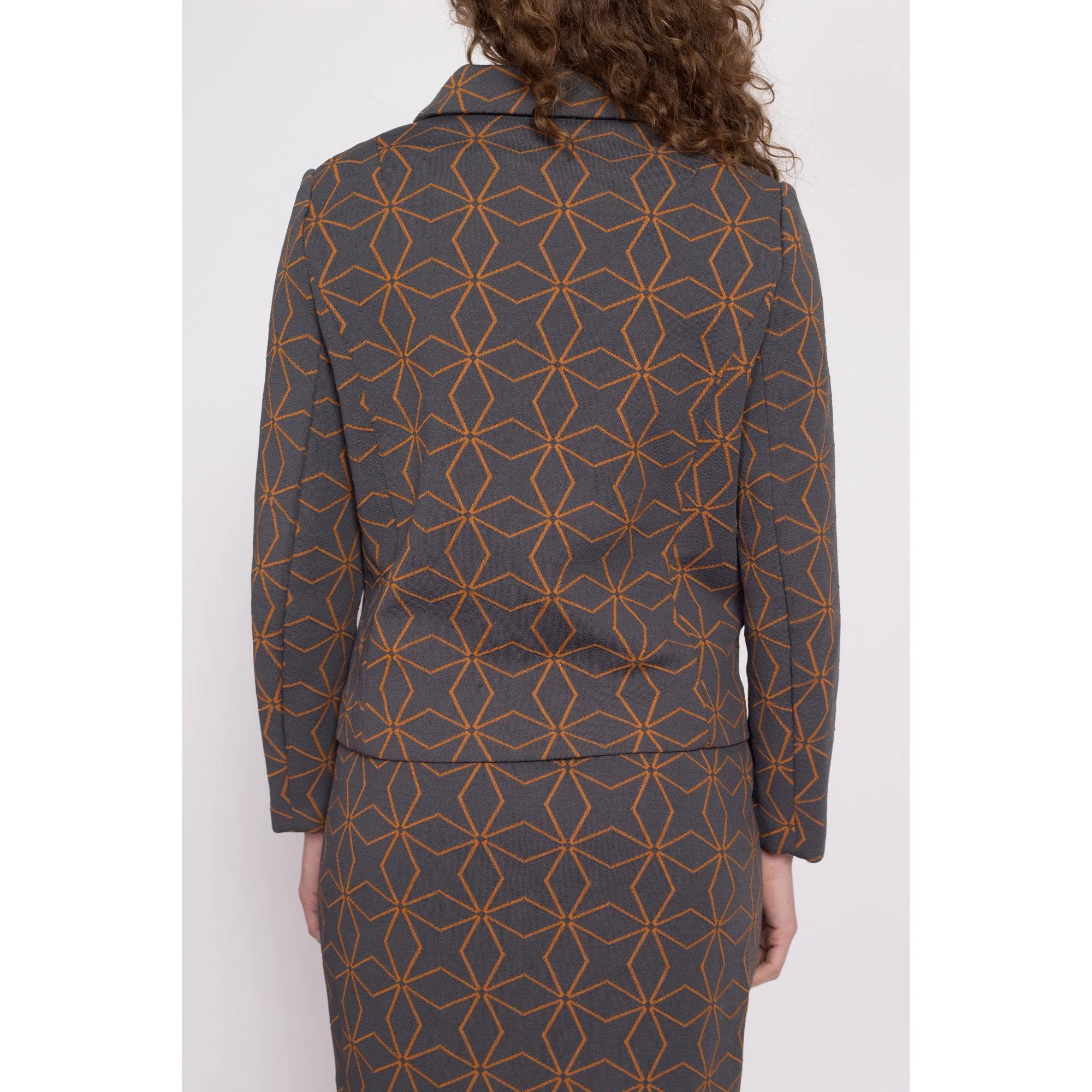60s 70s Star Print Blazer & Mini Skirt Set - Medium