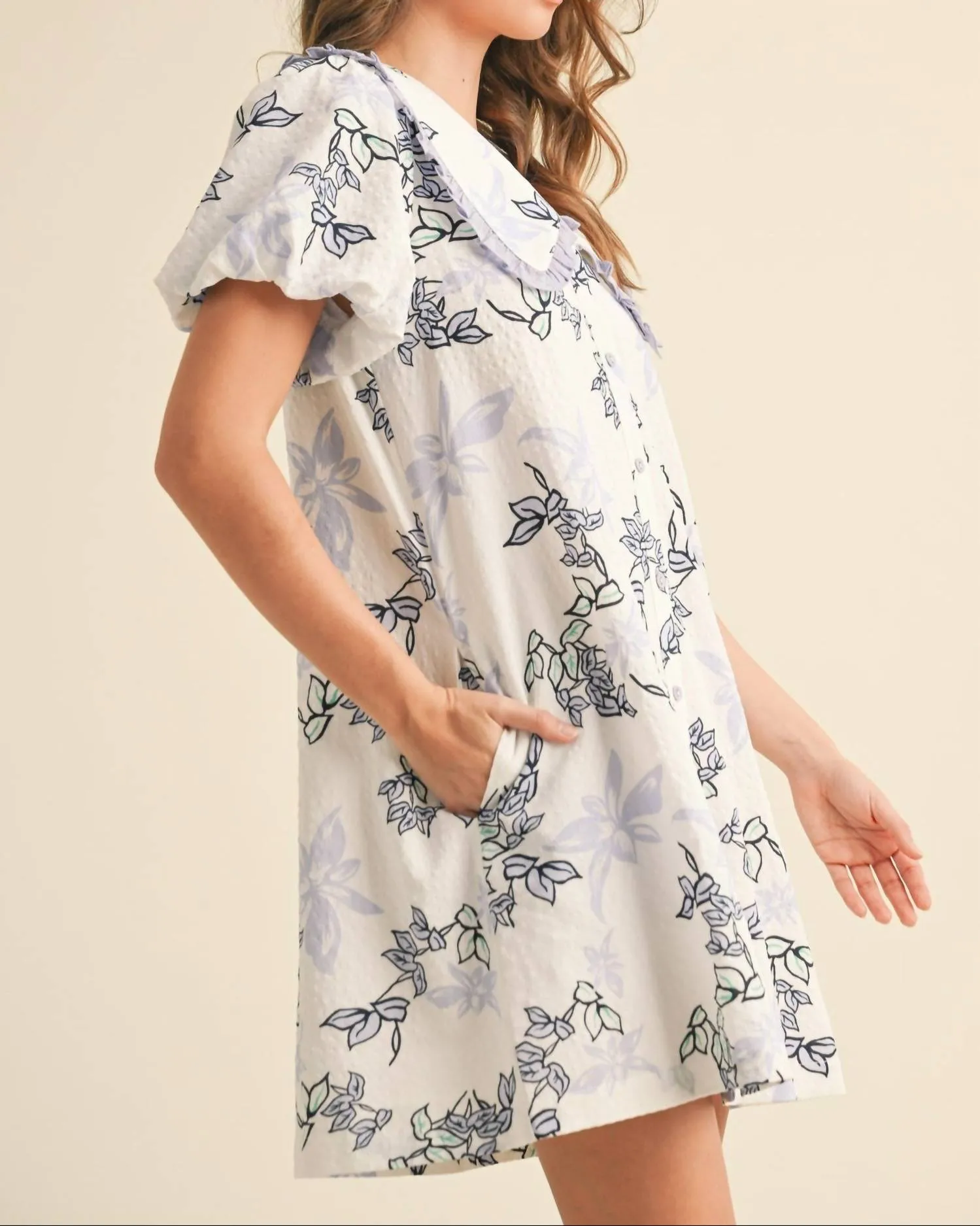 &Merci - Floral Bubble Sleeve Dress