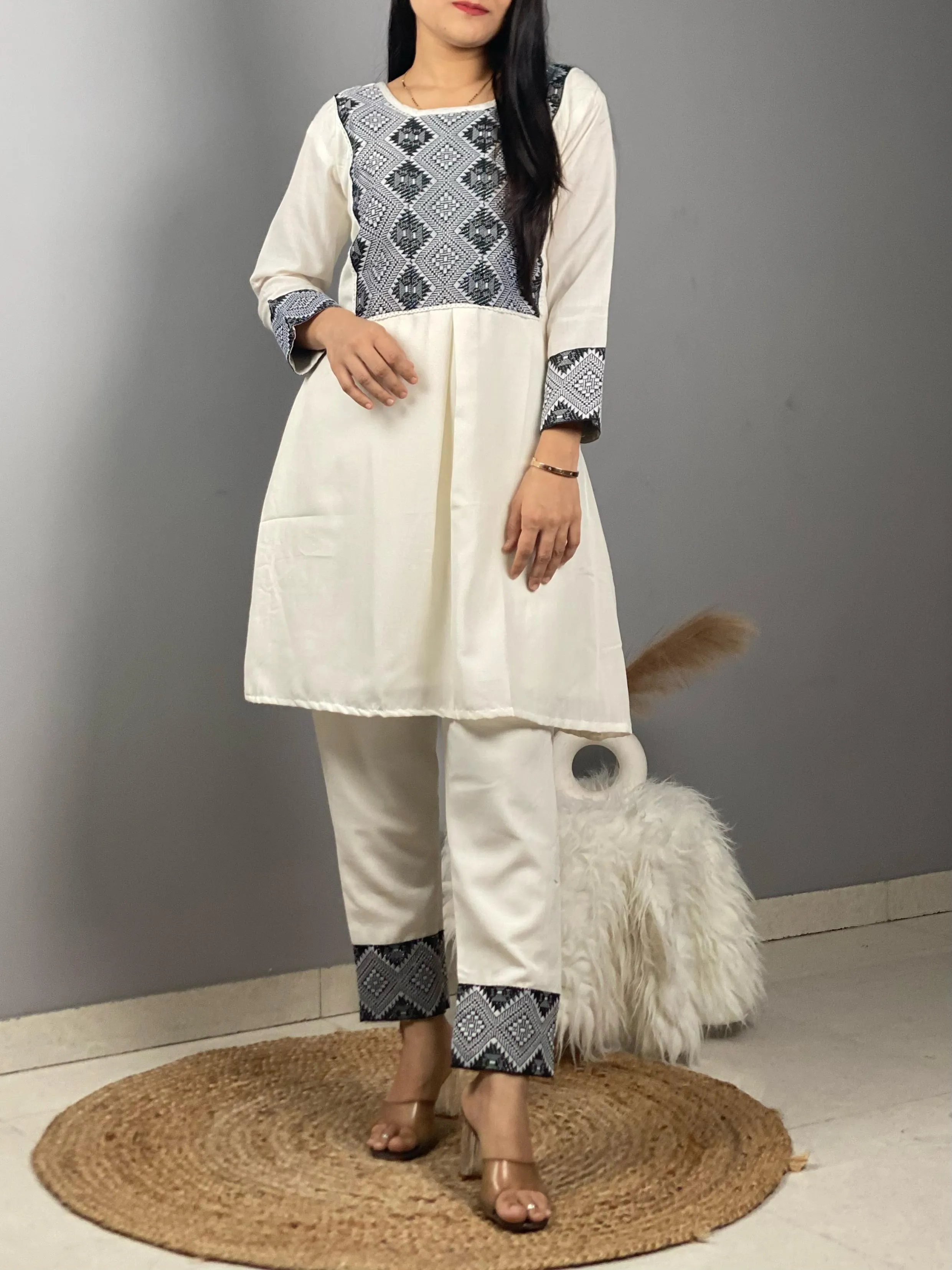 Beautiful Designer Pure Cotton Slub Cord Set