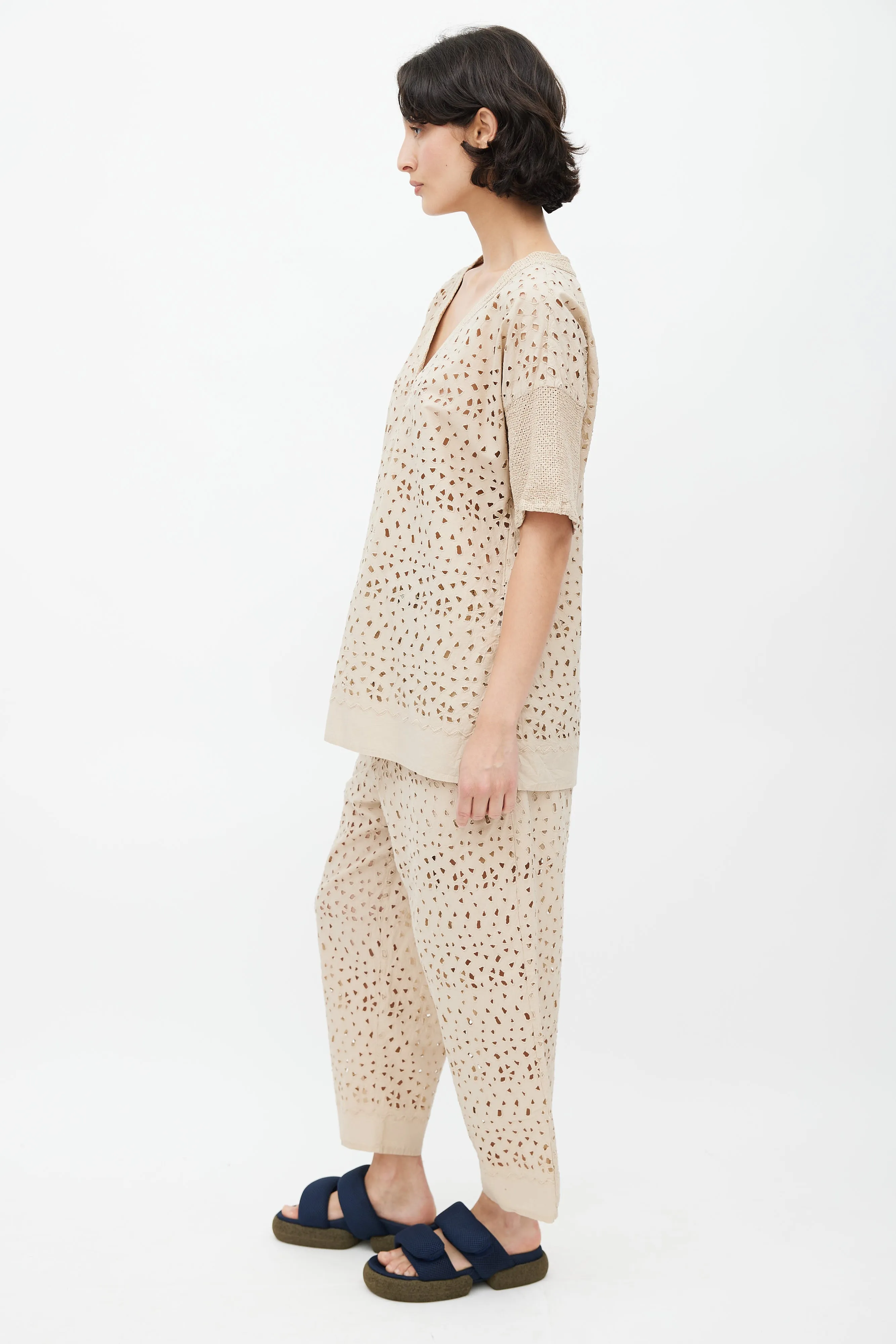 Beige Eyelet Lace Co-Ord Set
