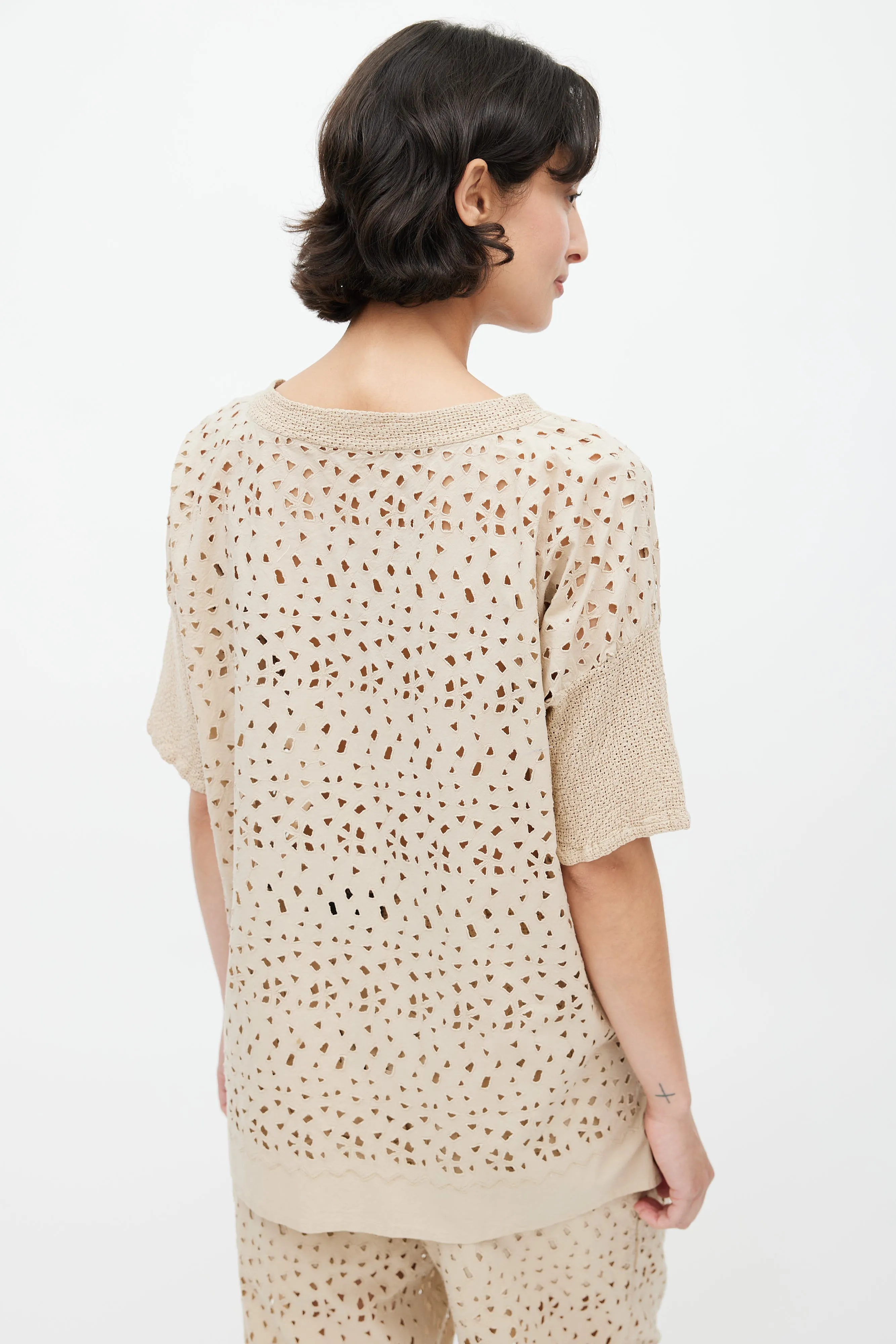 Beige Eyelet Lace Co-Ord Set