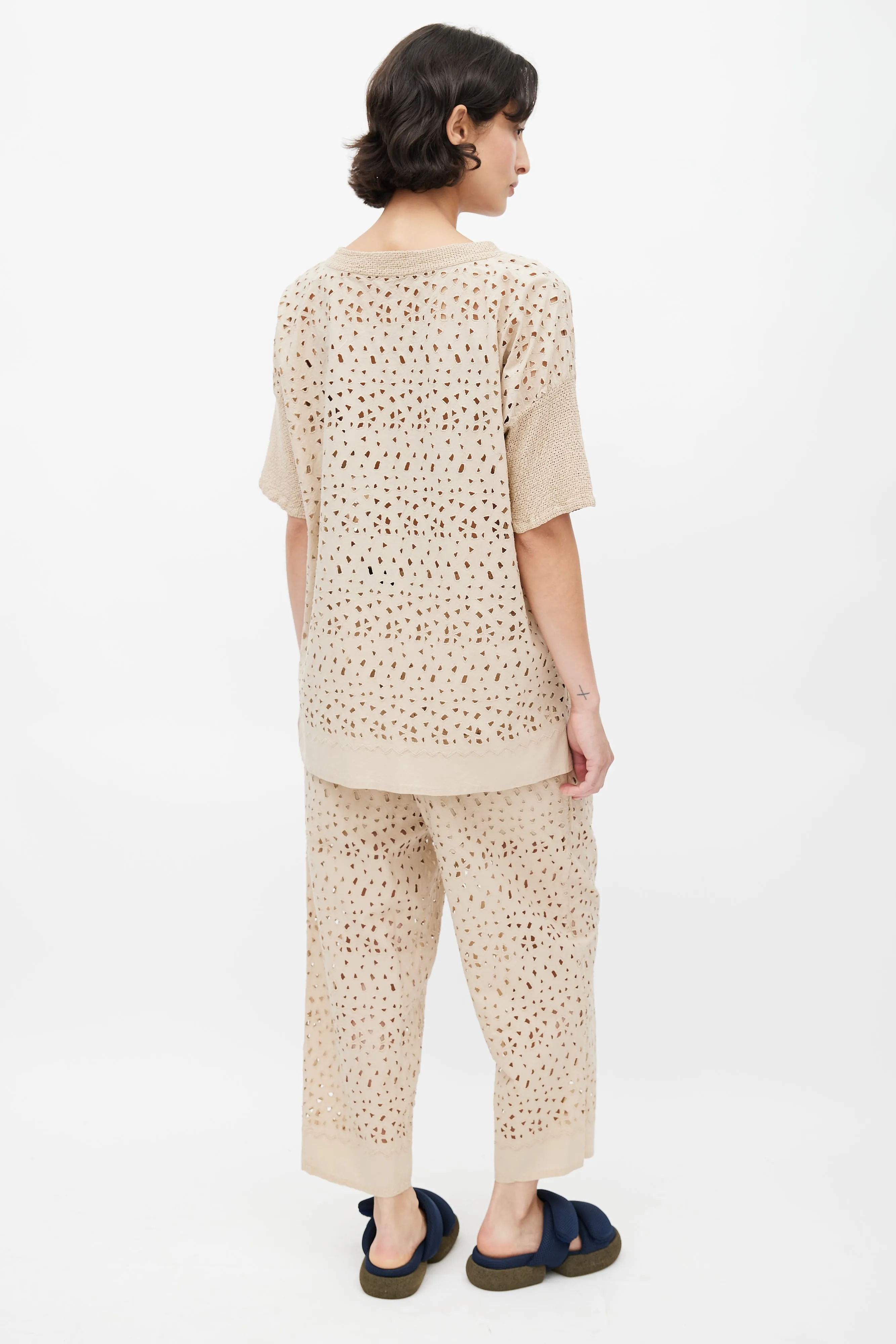 Beige Eyelet Lace Co-Ord Set