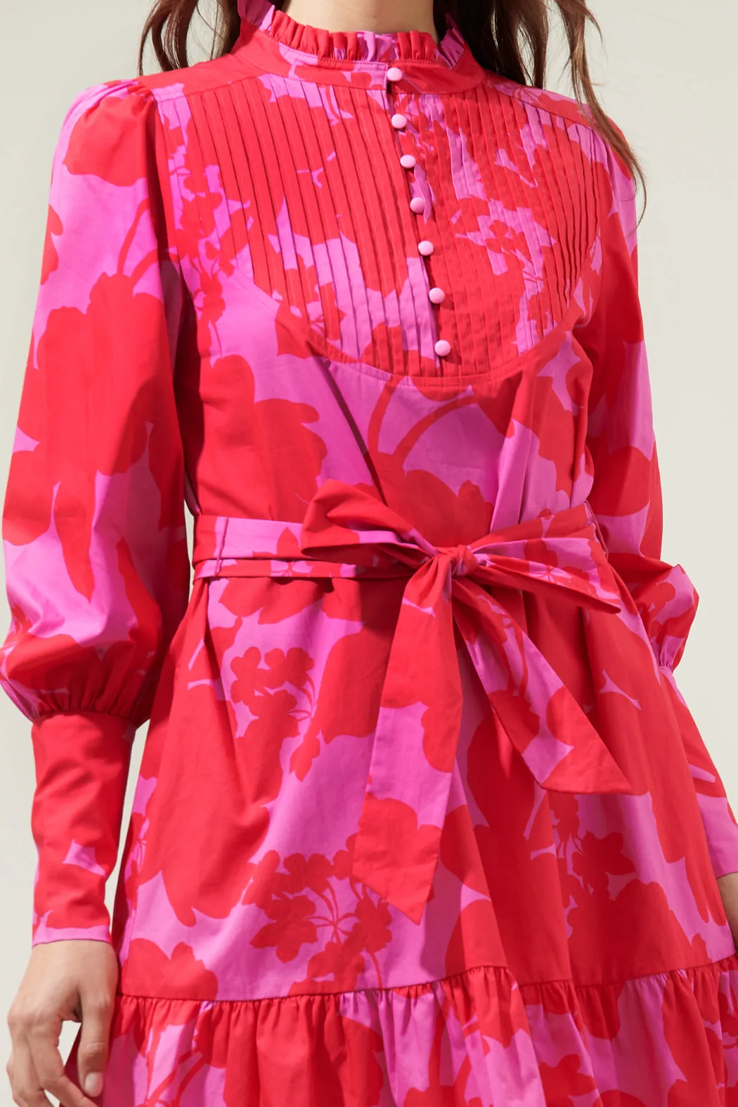 Briff Floral Beacher Pintuck Shift Dress