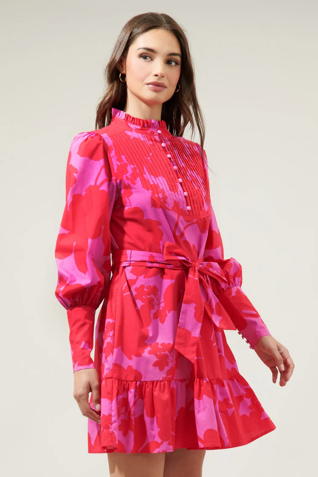 Briff Floral Beacher Pintuck Shift Dress