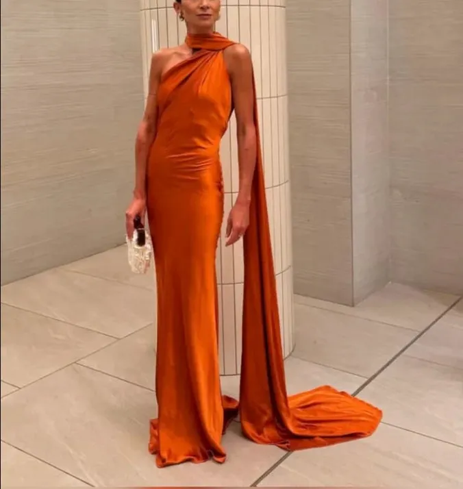 Burnt Orange Long Prom Dress Elegant Evening Party Dress Women's Dresses