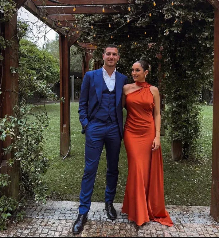 Burnt Orange Long Prom Dress Elegant Evening Party Dress Women's Dresses