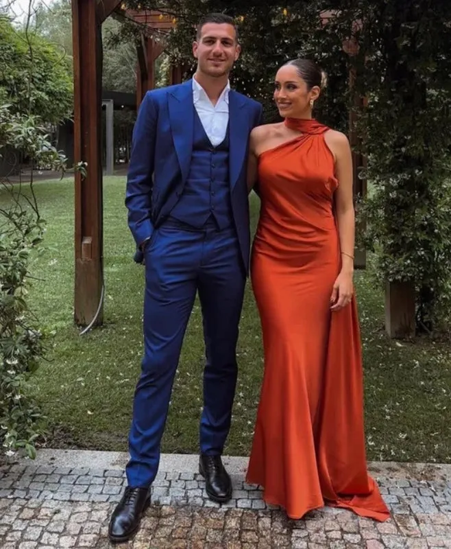 Burnt Orange Long Prom Dress Elegant Evening Party Dress Women's Dresses