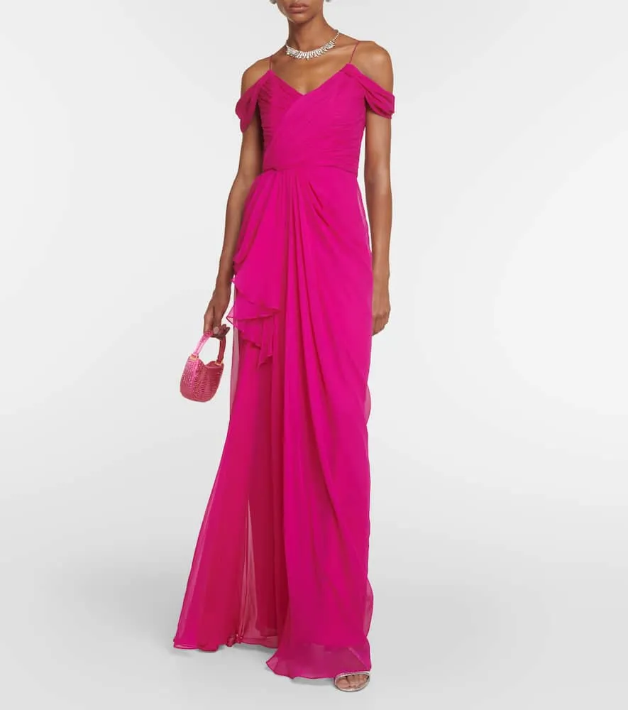 Costarellos Draped silk gown