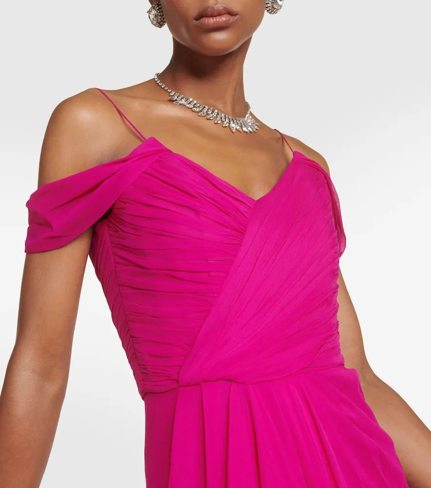 Costarellos Draped silk gown