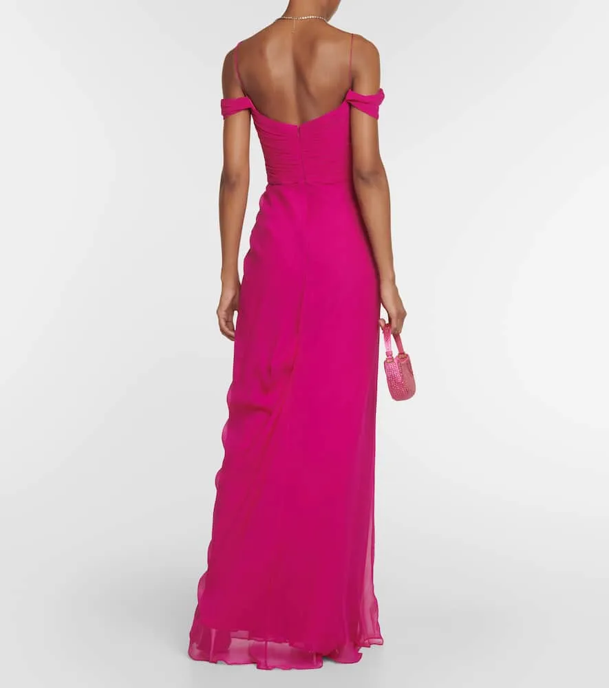 Costarellos Draped silk gown