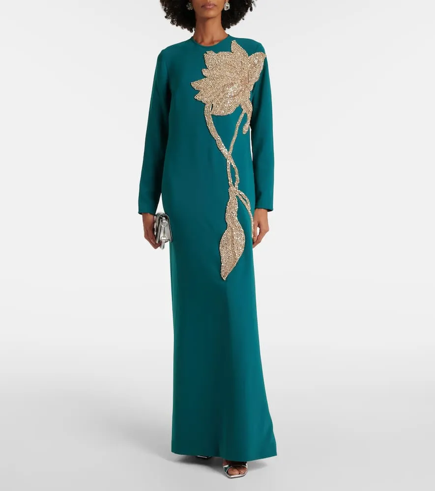 Costarellos Elea embellished crêpe gown
