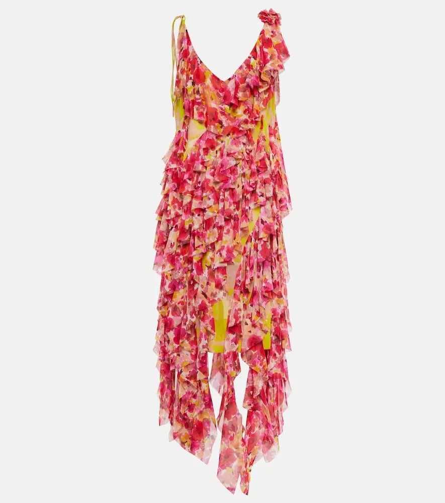 Dries Van Noten Silk-blend floral midi dress