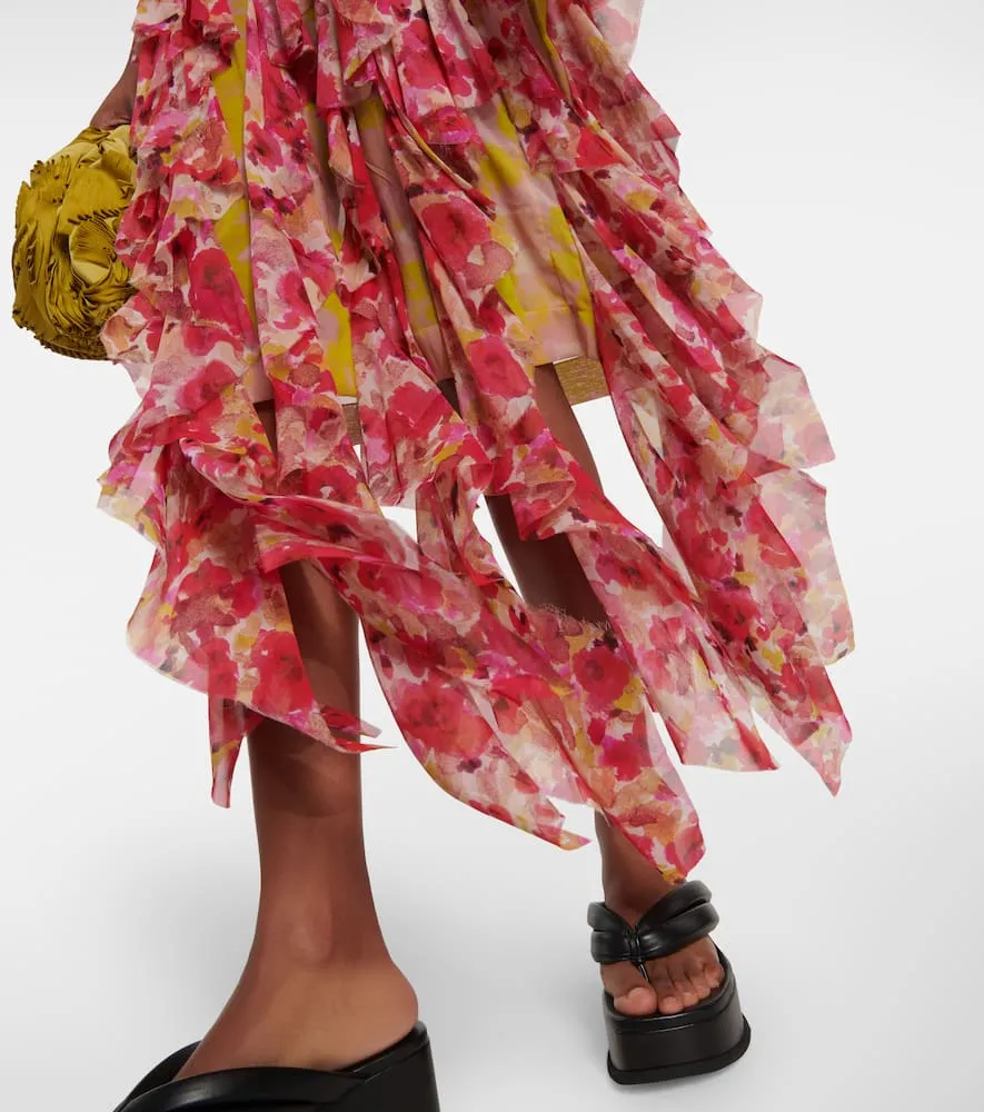 Dries Van Noten Silk-blend floral midi dress