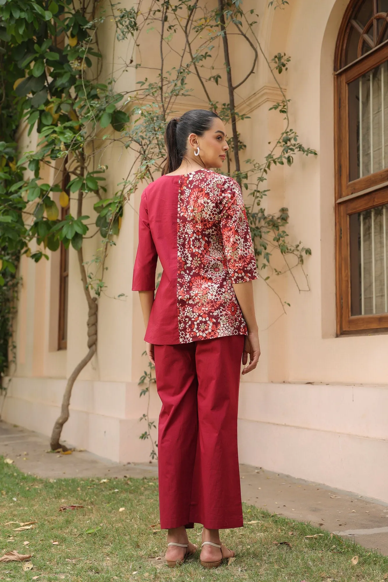 Duet in Carmine Cotton Coord Set
