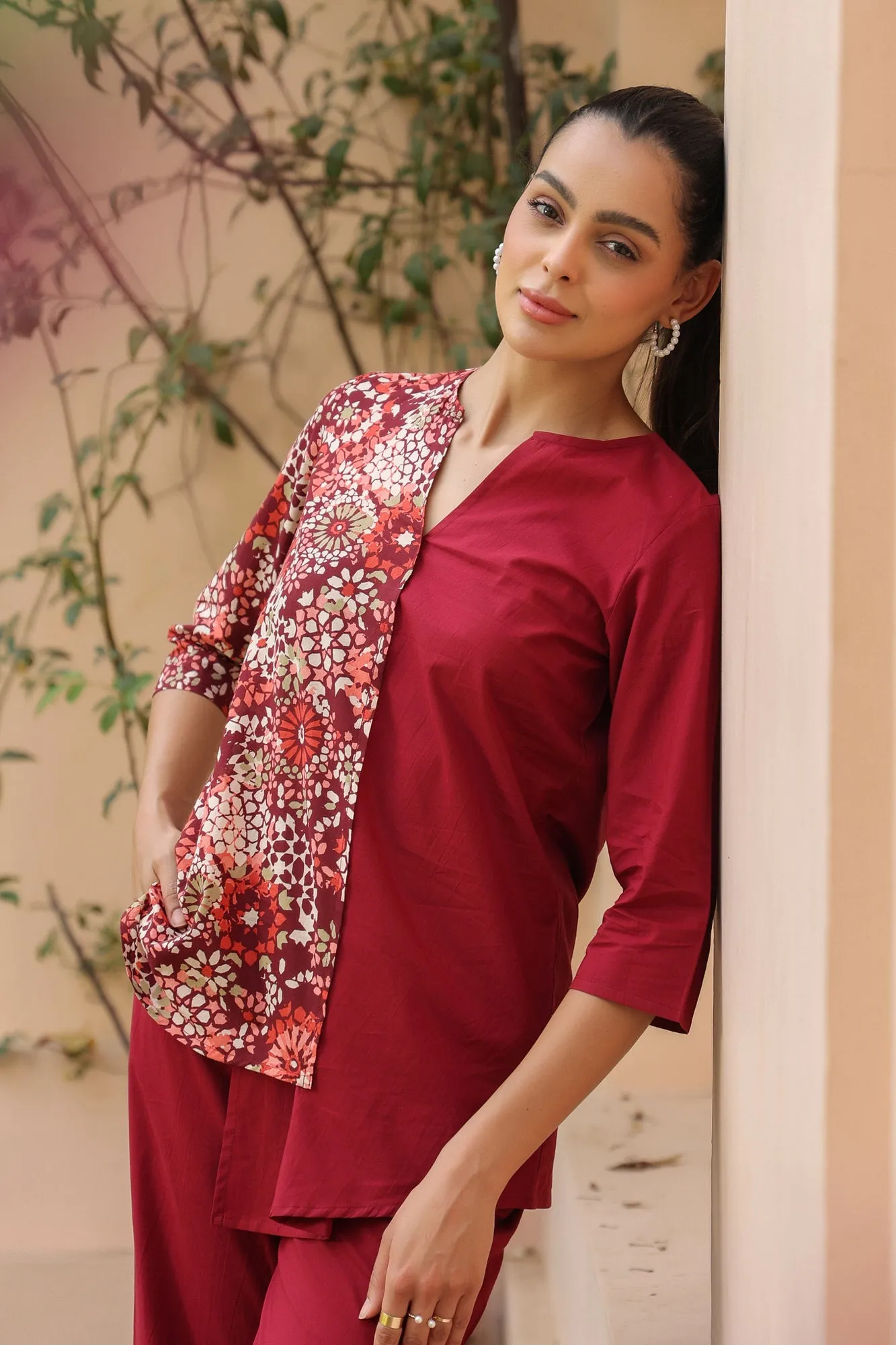 Duet in Carmine Cotton Coord Set