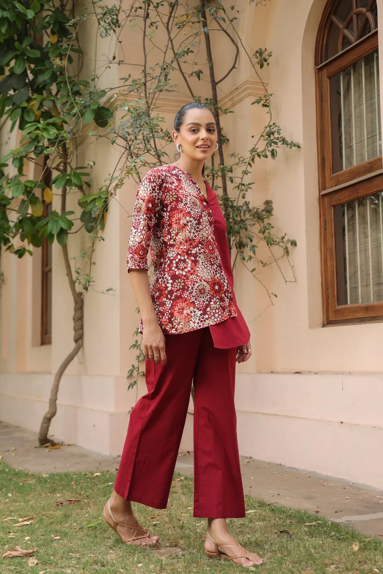 Duet in Carmine Cotton Coord Set