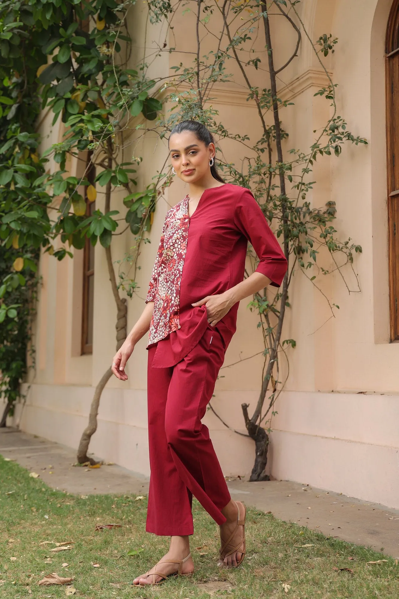Duet in Carmine Cotton Coord Set
