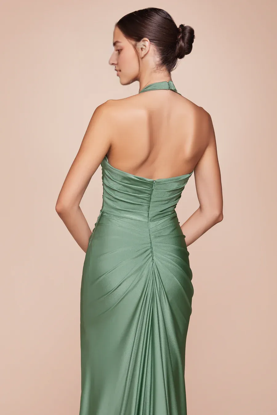 Elegant Evening Dress Satin Fitted Long Halter Slit Dress formal women's dresses
