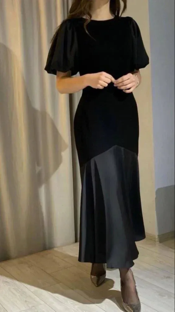 Elegant Formal Women's Dresses Black Long Prom Dress Modest Evening Dress Party Dress