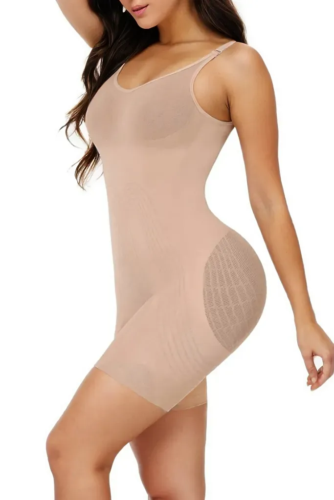 Low Back One Piece Bodysuit Shapewear - Mid Thigh