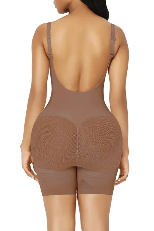 Low Back One Piece Bodysuit Shapewear - Mid Thigh