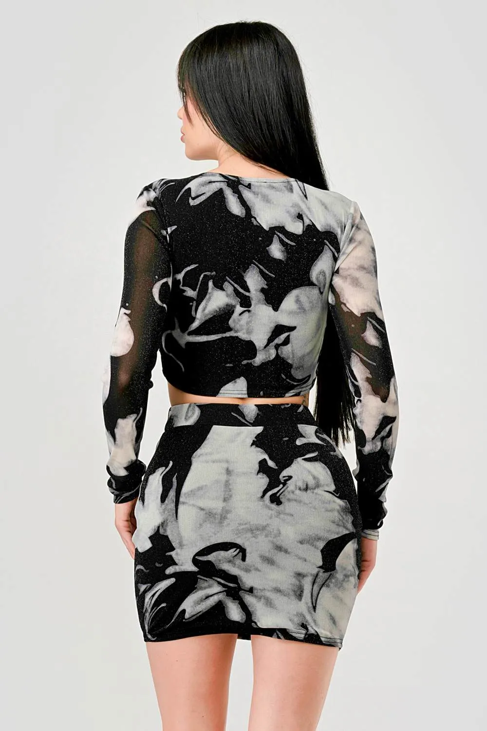 LUXE LUREX MESH WRAP CROPPED TOP & MINI SKIRT SETS