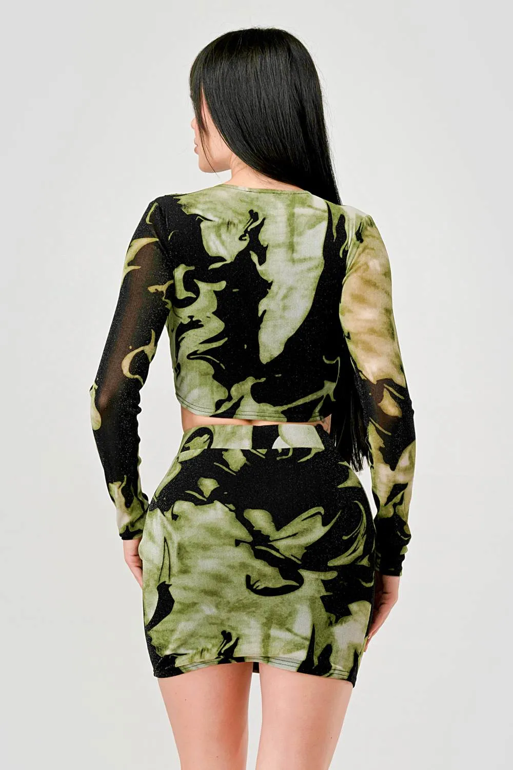 LUXE LUREX MESH WRAP CROPPED TOP & MINI SKIRT SETS