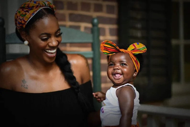 Orange Kente Mommy and Me Skirt Set