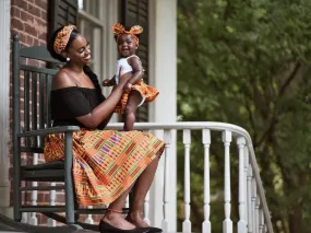 Orange Kente Mommy and Me Skirt Set