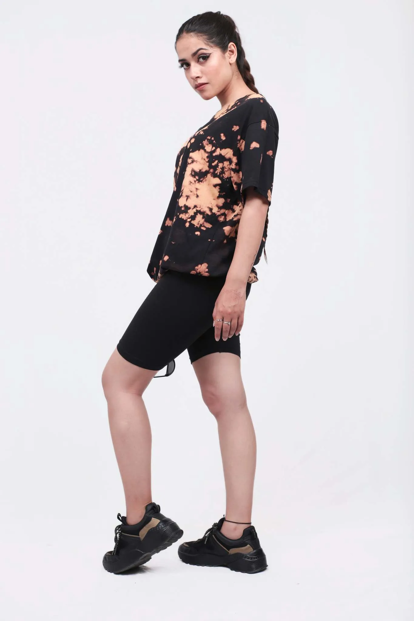 Oversized Black Tie-Dye Co-ord Set