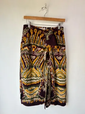 Ulla Johnson Maroon, Gold, and Green Batik Skirt