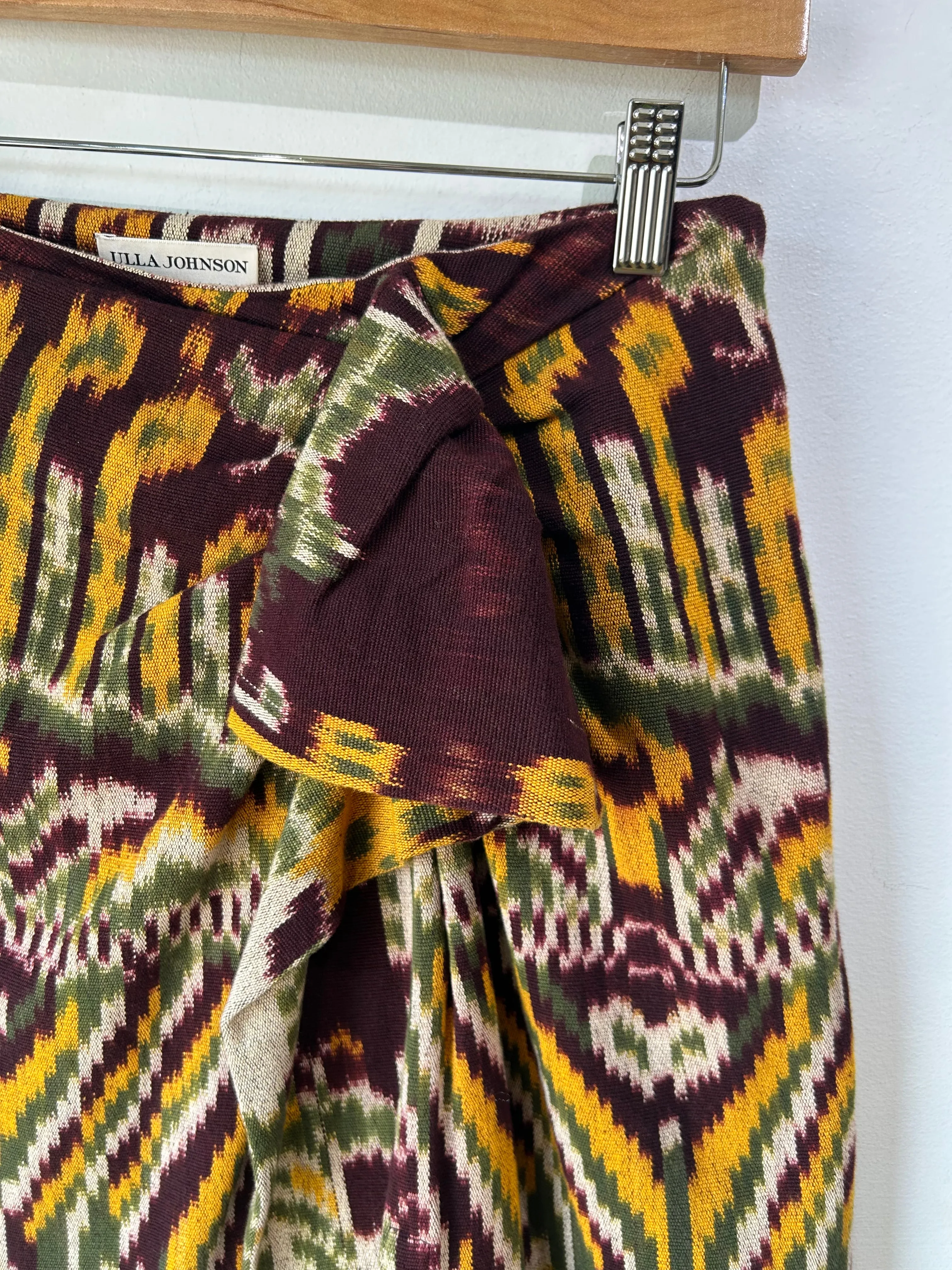 Ulla Johnson Maroon, Gold, and Green Batik Skirt