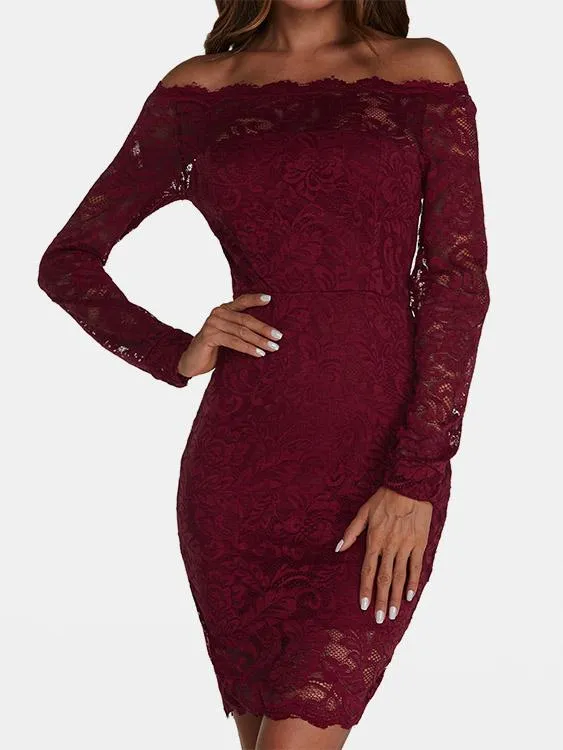 Wholesale Black Off The Shoulder Long Sleeve Zip Back Bodycon Sexy Dress