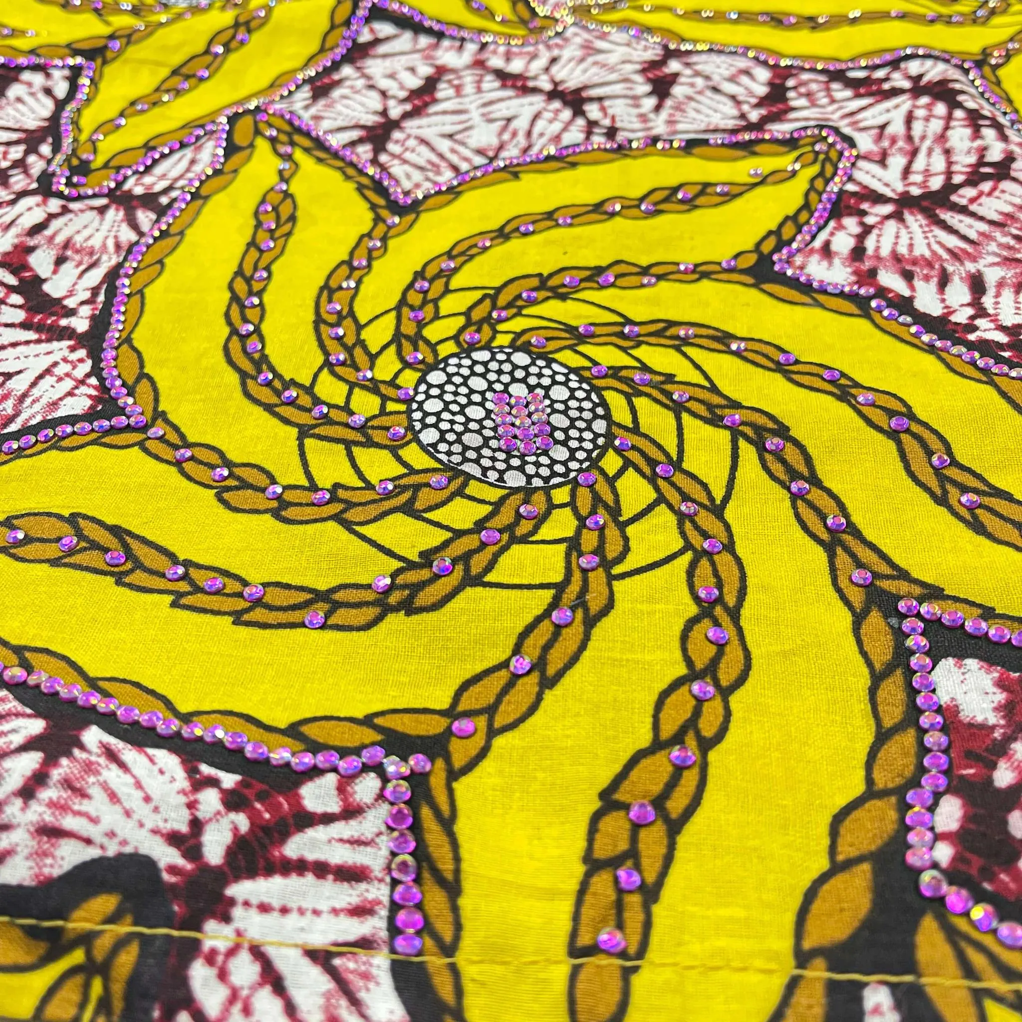 Yellow Ankara Swarovski Stoned Dress