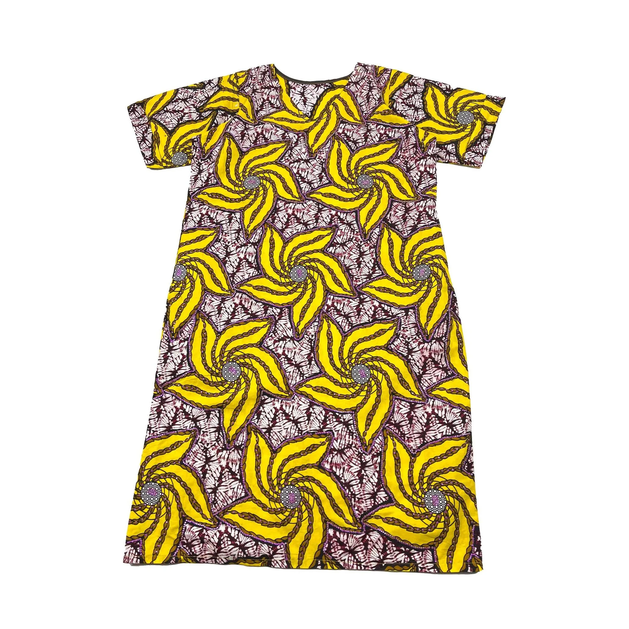Yellow Ankara Swarovski Stoned Dress
